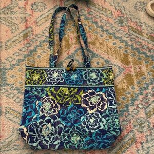 Floral Tote Bag - Blue and Green- Vera Bradley